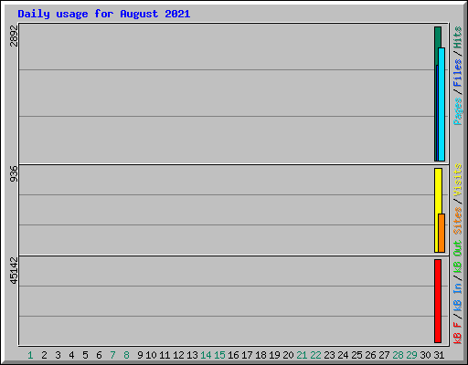 Daily usage for August 2021