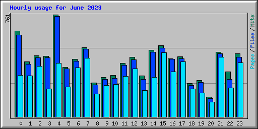 Hourly usage for June 2023